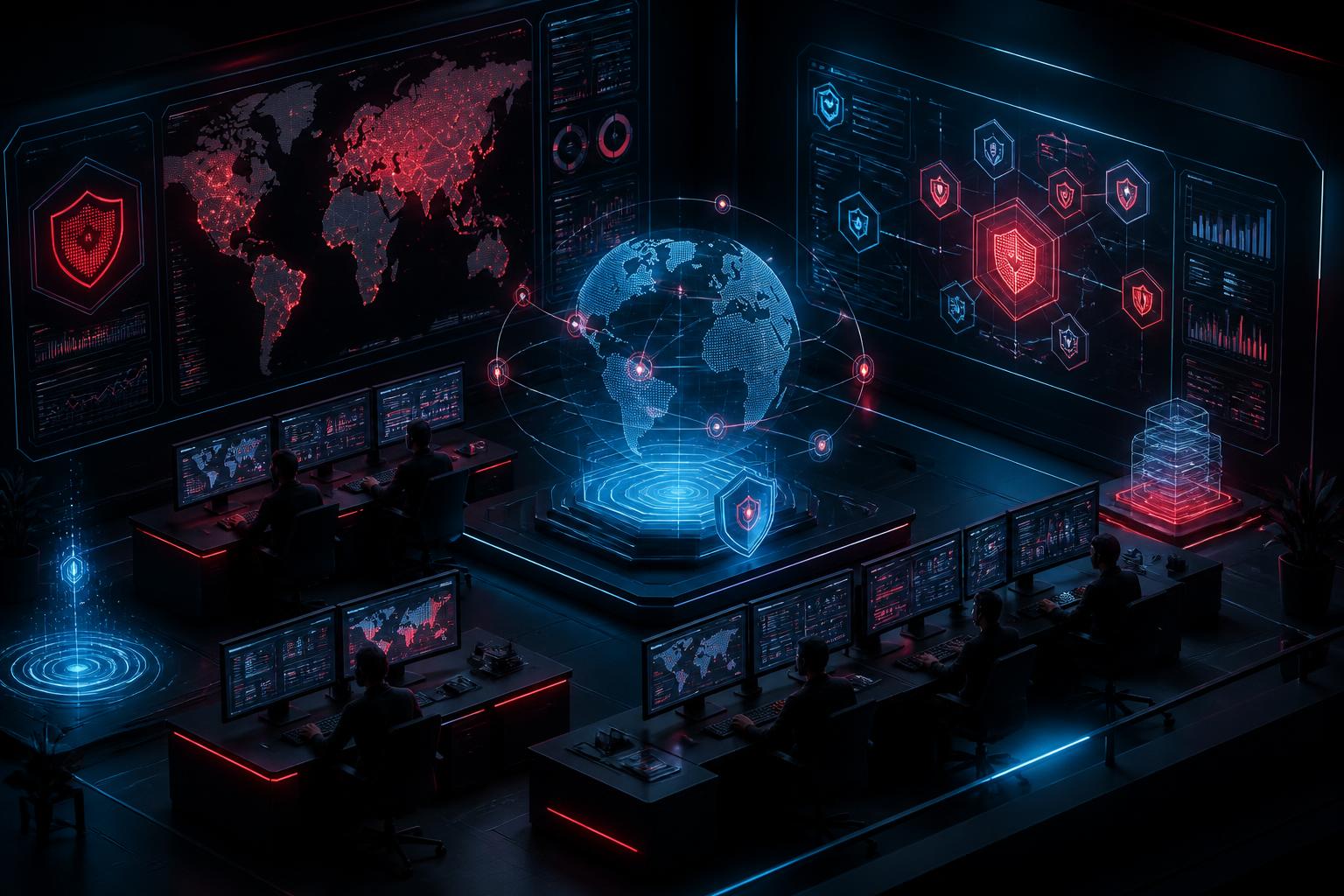 Centro de Operaciones de Seguridad BITS — analistas y dashboards de amenazas en tiempo real